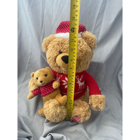 Home Accents Christmas 12 in. Animated Sitting Storytelling Bear and Baby - Picture 3 of 10